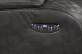 LED & Power Reclining Loveseat Made With Faux Leather in Gray 659436213258