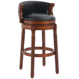 Seat height 29.5'' Cow top Leather Wooden Bar Stools, 360 Degree Swivel Bar Height Chair with Backs W2195P268321