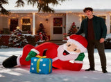 7FT Lighted Christmas Inflatable Decoration, Inflatable Santa Lying on Floor, Funny Blow Up Yard 44811194