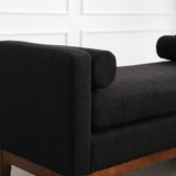 53.5"W Elegant Upholstered Bench, Ottoman with Wood Legs & Bolster Pillows for End of Bed, Bedroom, W1852137244