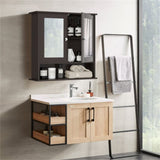 ZUN Brown bathroom cabinet with mirror 21636181