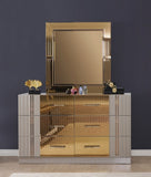 Gold Detailed Dresser made with Wood in Gray B00957544