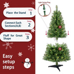 ZUN 4ft Artificial Christmas Tree Prelit with Stand,100 Warm White LED Lights,Realistic 241 Branch Tips 54634993