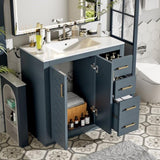 36'' Bathroom Vanity with Ceramic Sink Combo, Solid Wood Frame Bathroom Storage Cabinet, N710P243327C