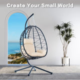 ZUN Egg Chair with Stand Indoor Outdoor Swing Chair Patio Wicker Hanging Egg Chair Hanging Basket Chair W87433841