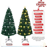 6FT Pre-lit Fiber Optic Christmas Tree with Large Stars, Artificial Chritsmas Tree Spruce Tree Color 76638144