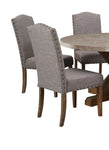 ZUN 2pc Brown Finish Side Chair Beige Fabric Upholstered Seat Nailhead Trim Accent Dining Room Wooden B011135284