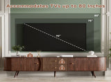 70 Inch Mid Century Modern TV Stand, TV Stand for 80 Inch TV, TV Stand with Tambour Doors, Fluted N710P419840P