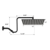 12 inch Adjustable Extension Arm High-pressure Rain Shower Head, Rain Fixed Shower Head W1219P294318