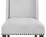 Modern Look 2pc Light Gray Side Chair Fabric Full Back Upholstered Seat Back Wing Black B011P196922