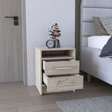 Eter Nightstand , End Table, Side Table Superior Top, Two Drawers -Light Gray B20091862