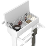 White Portable Garment Rack,Clothes Valet Stand with Storage Organizer W760P145401