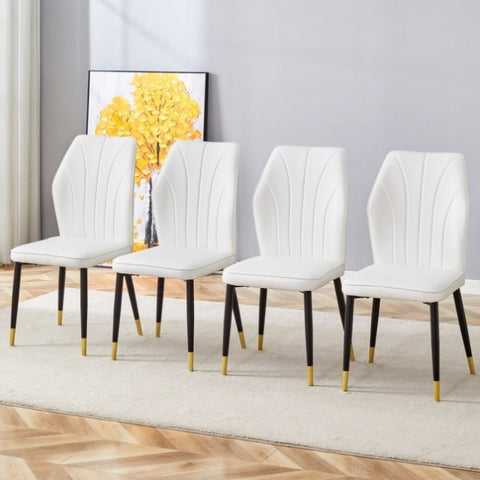 ZUN 4 modern dining chairs with stylish PU patterned backrest and black metal legs for a comfortable W1151P188288