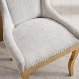 Chenille Dining Chairs, Modern Style with Curved Gold - Plated Legs & Rivet Trim, Upholstered W1143P332684