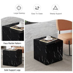 ZUN 15.7*15.7*15.7 Inch Black Marble Texture MDF Coffee Table - Luxurious Design, Perfect Living Room W1151P227822