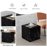 ZUN 15.7*15.7*15.7 Inch Black Marble Texture MDF Coffee Table - Luxurious Design, Perfect Living Room W1151P227822