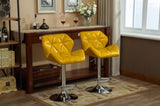 Glasgow Contemporary Tufted Adjustable Height Hidraulic Bar Stools, Set of 2, Yellow T2574P164869