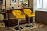 ZUN Glasgow Contemporary Tufted Adjustable Height Hidraulic Bar Stools, Set of 2, Yellow T2574P164869