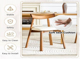 2 walnut colored solid wood dining chairs, with white PU soft cushions and curved backrests that fit W1512P510307