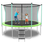 ZUN 12ft Green Outdoor Toddler Trampoline with Enclosure Safety Net Jumping Fun Trampoline, heavy-duty 31935838