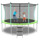 ZUN 12ft Green Outdoor Toddler Trampoline with Enclosure Safety Net Jumping Fun Trampoline, heavy-duty 31935838