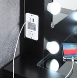 Black Makeup Vanity and Stool Set with 10 Lights and USB Port and Power Outlet, 2x Drawers Luxurious B011P146565
