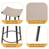 Counter Height Bar Stools Backless Handwoven Kitchen Dining Chairs with Round Footrest PVC Weaving W1757P277609