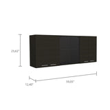 ZUN Superior 150 Wall Cabinet With Glass, Four Interior Shelves, Two Double Door -Black B20091983