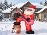 Guitar Santa Inflatable 8ft with Music & Light-Up Mouth, 190D Polyester Christmas Yard Decor, US 72694836