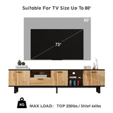 ZUN Modern TV Stand with 4 Cabinets& Open Shelves, Color-matching Media Console Table for TVs up to N710P172959P