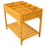 Raised Garden Bed with Legs, Wooden Elevated Planter Box with 8 Grids Divider & Protective Liner, W465P189515
