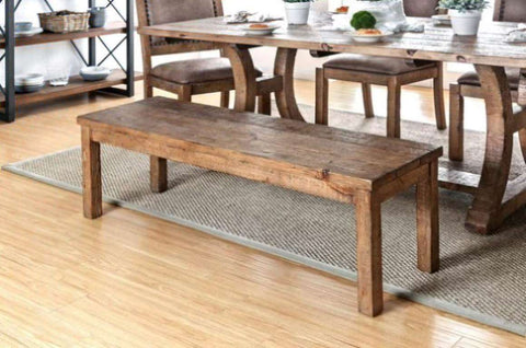 ZUN Rustic Elegance Wooden Seat 1pc Bench Bold Sturdy Design Rustic Oak Solidwood Frame Dining Room B011P200231