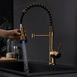 ZUN Commercial LED Kitchen Faucet with Pull Down Sprayer, Single Handle Single Lever Kitchen Sink Faucet W1932P156148