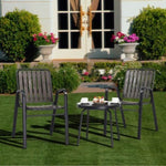 ZUN 3-Piece Patio Bistro Set, Outdoor Furniture Set with 2 Stackable Patio Dining Chairs and Glass 31111029