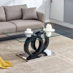 ZUN A rectangular modern and fashionable coffee table with tempered glass tabletop and black legs. W1151140298