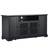 ZUN U-Can TV Stand for TV up to 65in with 2 Tempered Glass Doors Adjustable Panels Open Style Cabinet, WF287841AAB