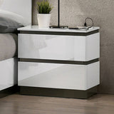 Contemporary 1pc Nightstand White Color High Gloss Finish w/ Metallic Accents Bedside Table w USB B011P158089