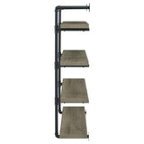 ZUN Black and Grey Driftwood 4-tier Wall Shelf B062P149095