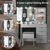 ZUN FCH Particleboard Triamine Veneer 6 Pumps 2 Shelves Mirror Cabinet 3 Tone Light Bulbs Dressing Table 22107168