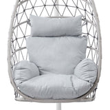 ZUN comfortable hanging rope rattan egg white hammock patio swing chair outdoor indoor for adults W1828P182166