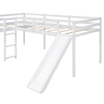 ZUN L-Shaped Twin Size Loft Bed with Ladder and Slide, White 48266650