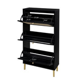 Rattan 3 Door Shoe Rack, Freestanding Modern Shoe Storage Cabinet, for Entryway W688P211263