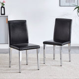 Black PU Backrest Chairs with Silver Metal Legs The Perfect Match for Minimalist and Modern Home W3226P279072