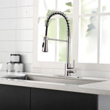 ZUN Commercial Kitchen Sink Faucet with Deck Plate Brushed Nickel JYD0675BN