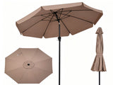 Brown 10ft Scalloped Patio Umbrella with PushButton Tilt, Vented Outdoor Market Parasol with Crank 60246374