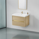 30" Wall-Mounted Bathroom Vanity with Sink, Floating Bathroom Storage Cabinet with Stone Resin W1573P211183