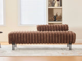 49.6" Wide Upholstered Mini Loveseat with Metal Legs, 2-Seater Small Sofa End of Bed Bench Window W3118P307507