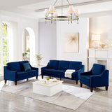 Modern Loveseat sofa for Living Room, Upholstered Velvet Small Couch with Wooden Legs for Livingroom W2186P143468