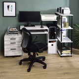 ZUN Antique White and Black Computer Desk with Keyboard Tray B062P184546