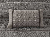 6-Piece Full/Queen 6 Piece Jacquard Quilt Set with Throw Pillows,Grey B035P408226